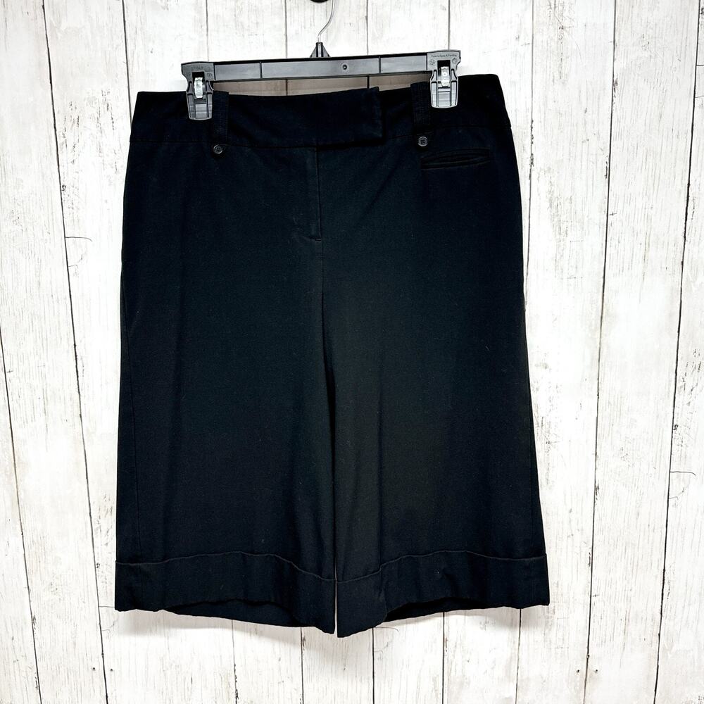 Loft Petites Shorts Women Size 10 Cuffed Bermuda Black Zip Fly Dressy Business